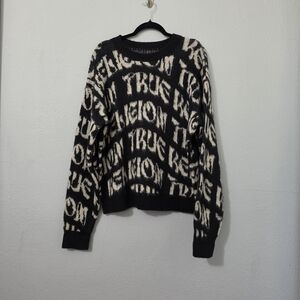 True Religion Monogram Fuzzy Sweater Size Large